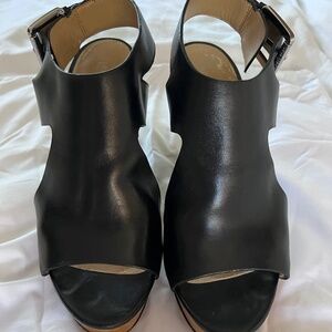 Michael Kors Platform, black and wood in 7 and a half.